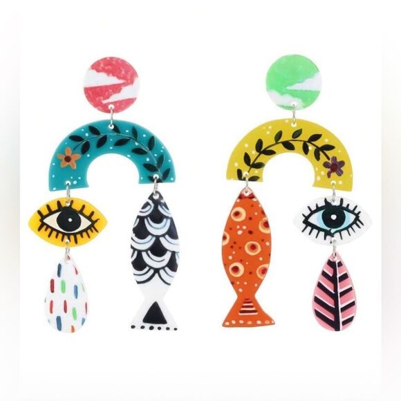 Anthropologie Jewelry - Evil eye Dangle Earrings Q100